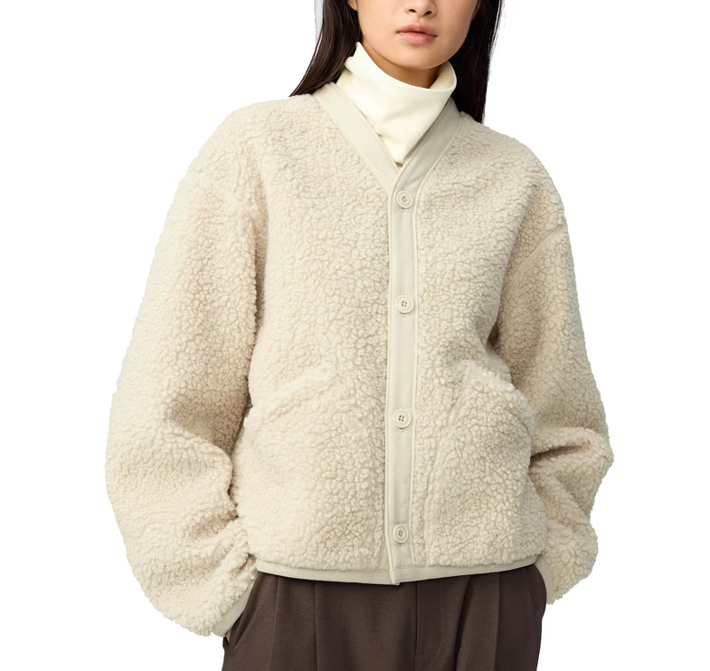 Uniqlo Women's Fleece Short Jacket 01 Off White
