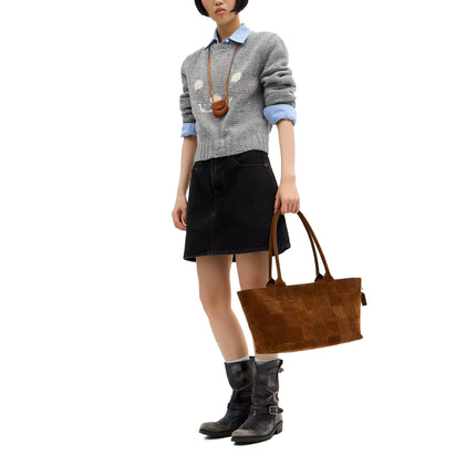 Coach Women's Alter/Ego Large Tote Bag In Upcrafted Suede Warm Brown