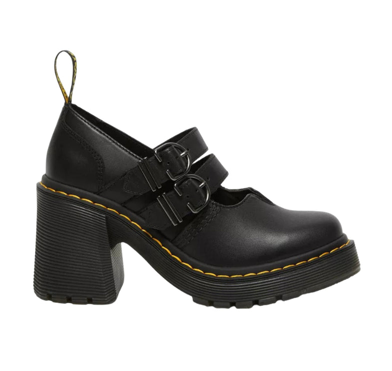 Dr. Martens Women's Eviee Sendal Leather Heeled Shoes Black