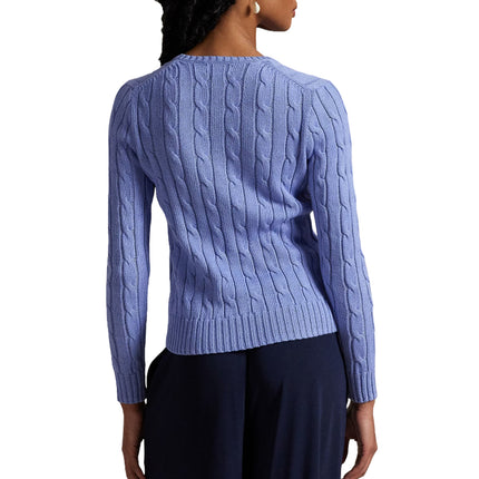 Polo Ralph Lauren Women's Cable-Knit Cotton V-Neck Sweater New Litchfield Blue