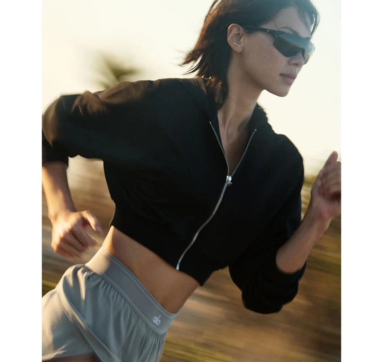 alo Women's Sweet Escape Zip Up Hoodie Black