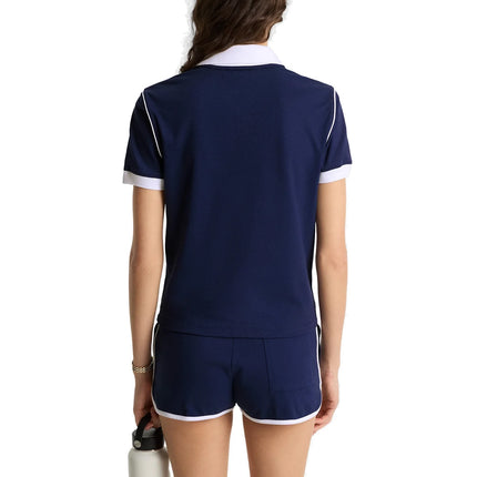 Sporty & Rich Women's Crown 70s Pique Polo Navy/White
