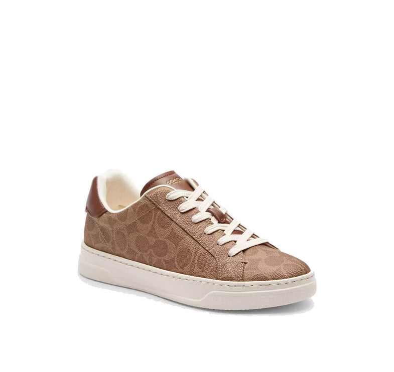 Coach Women's High Line Sneaker In Signature Canvas Brown/Khaki