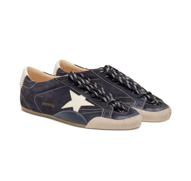 Golden Goose Women's True Star in Dark Blue Suede with White Nappa Leather Star