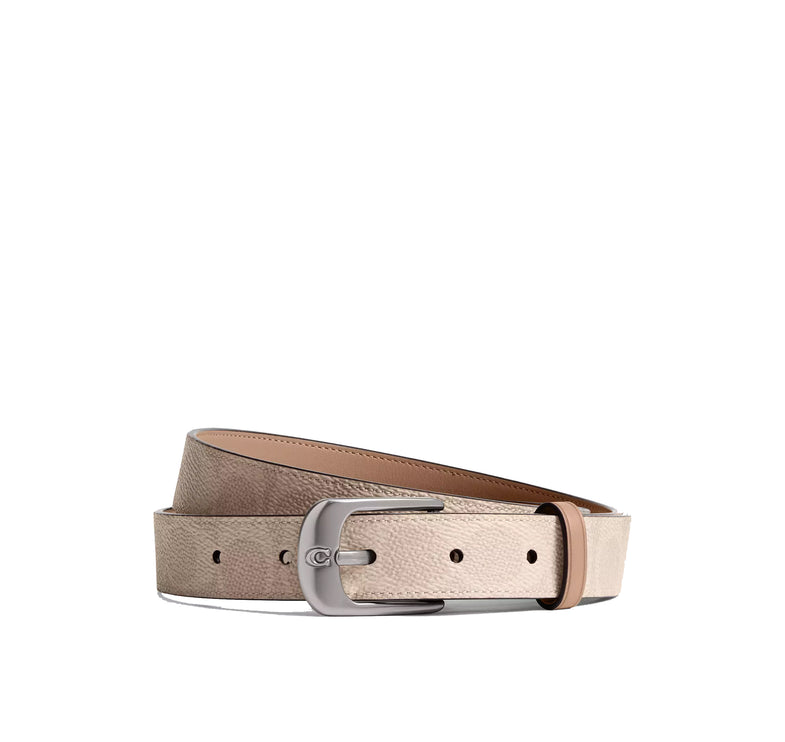 Coach Women's C Harness Buckle Belt, 25 Mm Light Antique Nickel/Sand Taupe