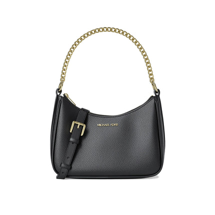 Michael Kors Women's Jet Set Large Pebbled Leather Convertible Crossbody Bag Black/Gold