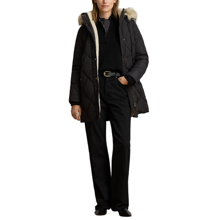 Polo Ralph Lauren Women's Faux-Fur-Trim Hooded Quilted Coat Black