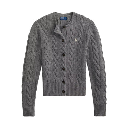 Polo Ralph Lauren Women's Cable-Knit Wool-Cashmere Cardigan Flannel Grey Heather