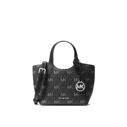Michael Kors Women's Maya Extra-Small Signature Logo Crossbody Bag Black/Silver