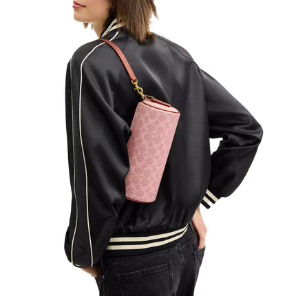 Coach Women's Barrel Bag In Signature Canvas Brass/Melon Pink