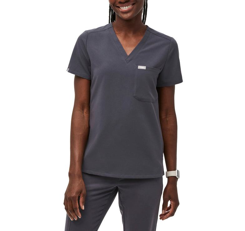 FIGS Women's Catarina One Pocket Scrub Top Charcoal
