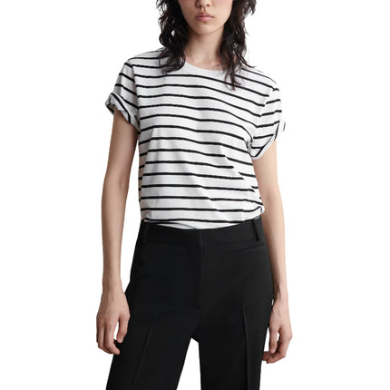 COS Women's Crew-Neck Cotton T-Shirt White/Striped