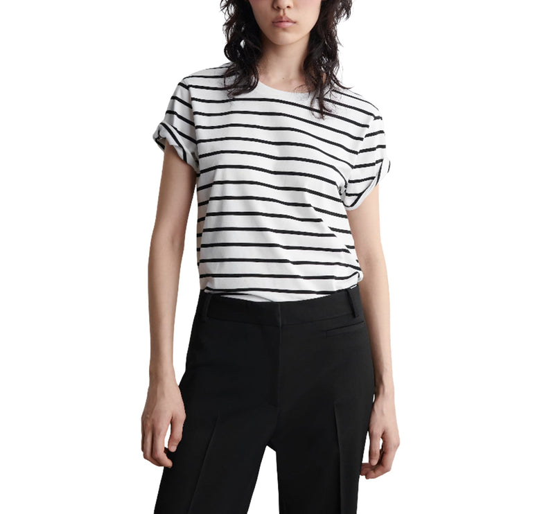 COS Women's Crew-Neck Cotton T-Shirt White/Striped