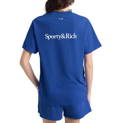 Sporty & Rich Women's Dodgers Serif T-Shirt Team Blue/White