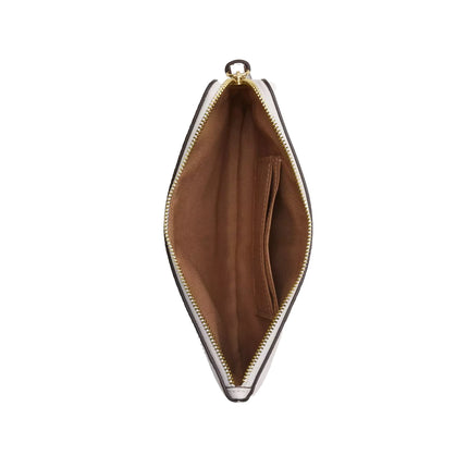 Coach Women's Large Corner Zip Wristlet In Signature Canvas Gold/White/Chalk