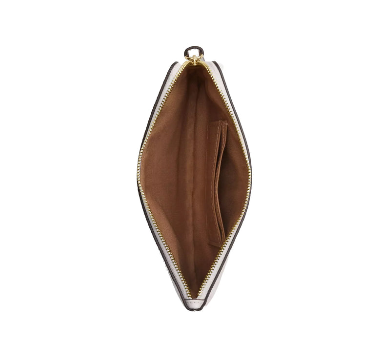 Coach Women's Large Corner Zip Wristlet In Signature Canvas Gold/White/Chalk