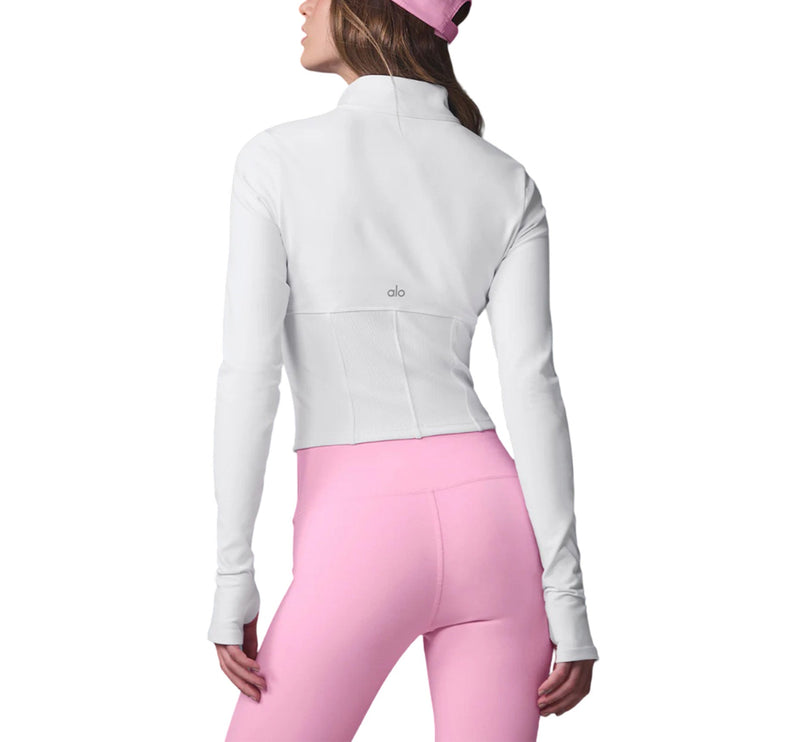 alo Women's Airbrush Corset Full Zip Jacket White
