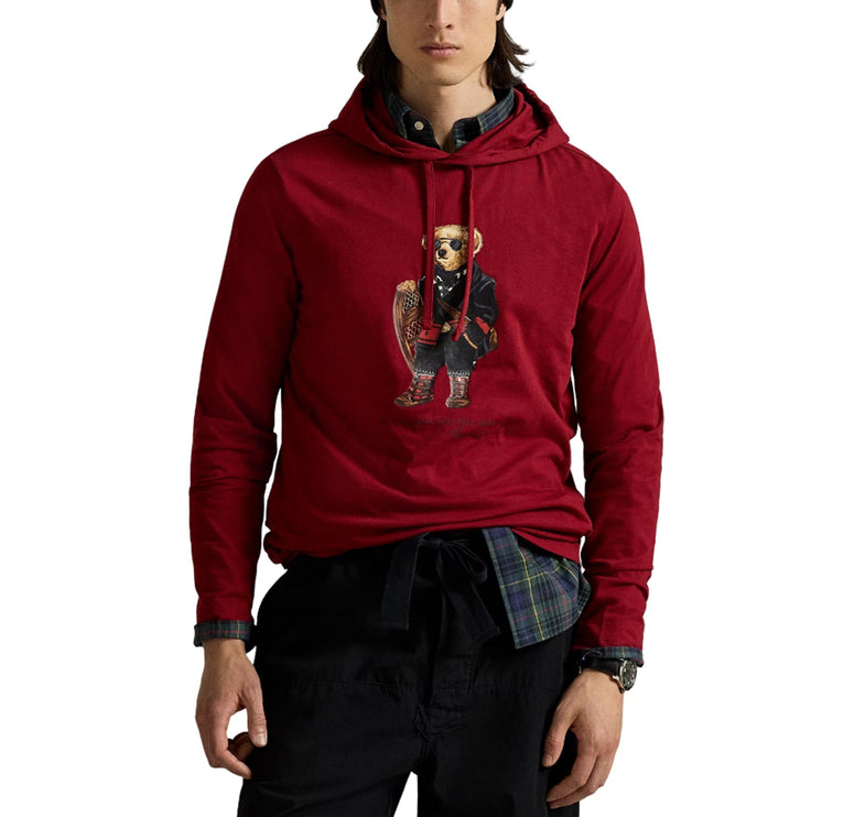 Polo Ralph Lauren Men's Polo Bear Jersey Hooded T-Shirt Holiday Red