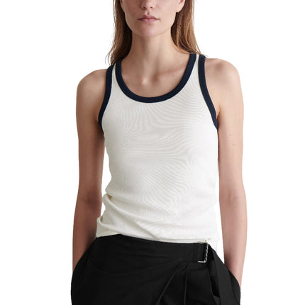 COS Women's Ribbed Tank Top White/Navy