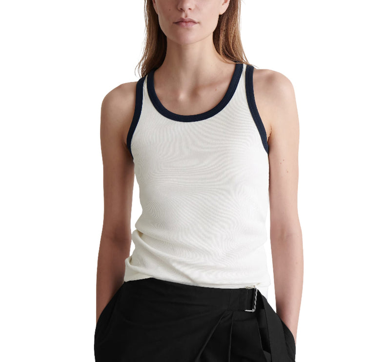 COS Women's Ribbed Tank Top White/Navy