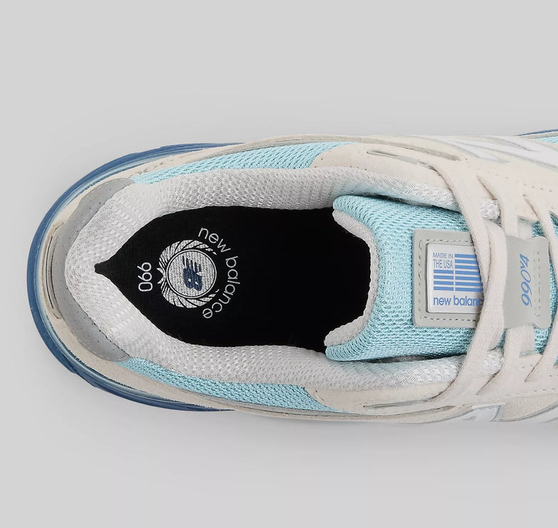 New Balance Made in USA 990v4 Moonbeam with Cloud Blue and Magic Blue U990MB4