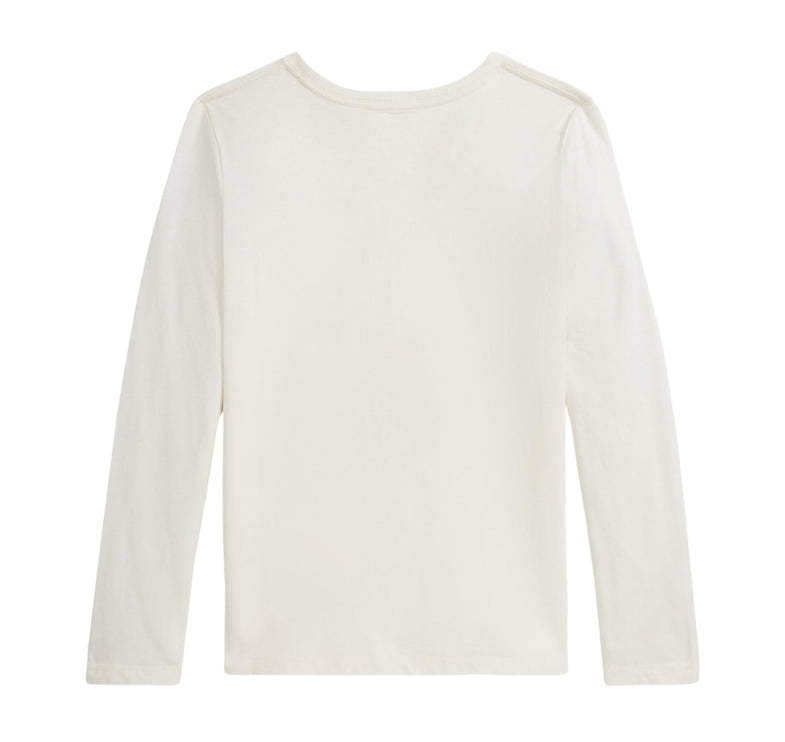Polo Ralph Lauren Girl's Polo Bear Cotton Jersey Long-Sleeve Tee White