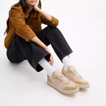 Coach Women's Soho Sneaker With Patent Signature Candy Pink/Light Beige