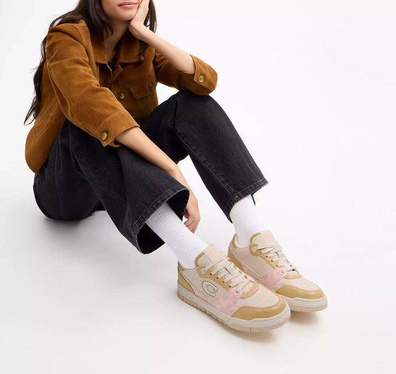 Coach Women's Soho Sneaker With Patent Signature Candy Pink/Light Beige