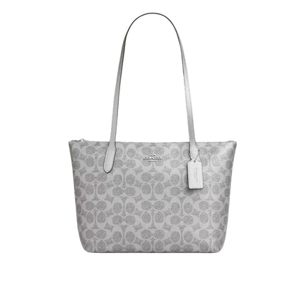 Coach Women's Fiona Zip Tote Bag In Signature Canvas Silver/Gray