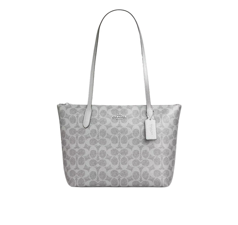 Coach Women's Fiona Zip Tote Bag In Signature Canvas Silver/Gray