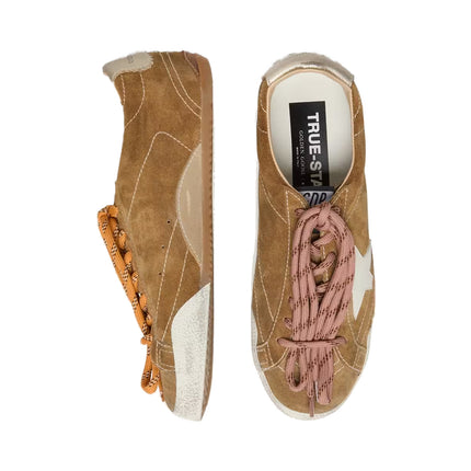 Golden Goose Women's True Star in Tobacco Colored Suede with White Star and Platinum