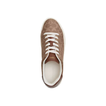 Coach Women's High Line Sneaker In Signature Canvas Brown/Khaki