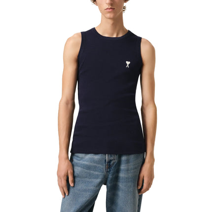 AMI Alexandre Mattiussi Unisex Rib Ami De Coeur Tanktop Night Blue