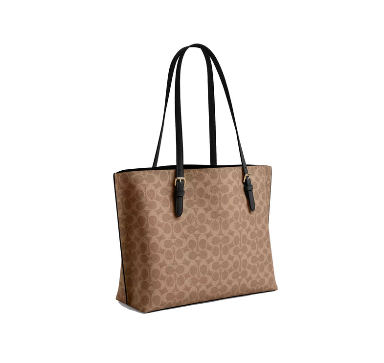 Coach Women's Mollie Tote Bag In Signature Canvas Gold/Tan/Black