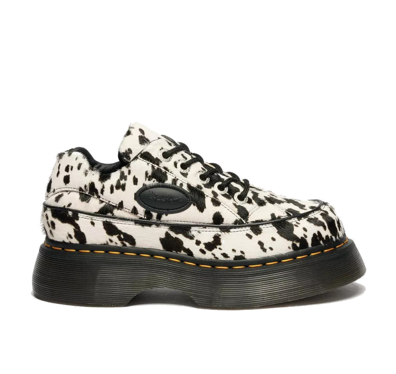 Dr. Martens Women's Buzz 5 Eye Dalmatian Hair On Leather Shoes Cream/Black