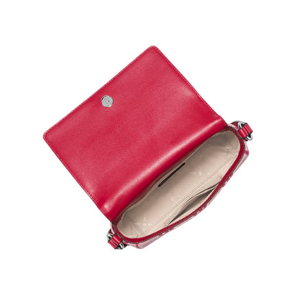 Michael Kors Women's Vincent Small Logo Jacquard Crossbody Bag with Card Case Dark Raspberry