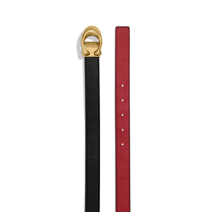 Coach Women's Sculpted C Buckle Cut-To-Size Reversible Belt, 25 Mm Brass/Black 1941 Red