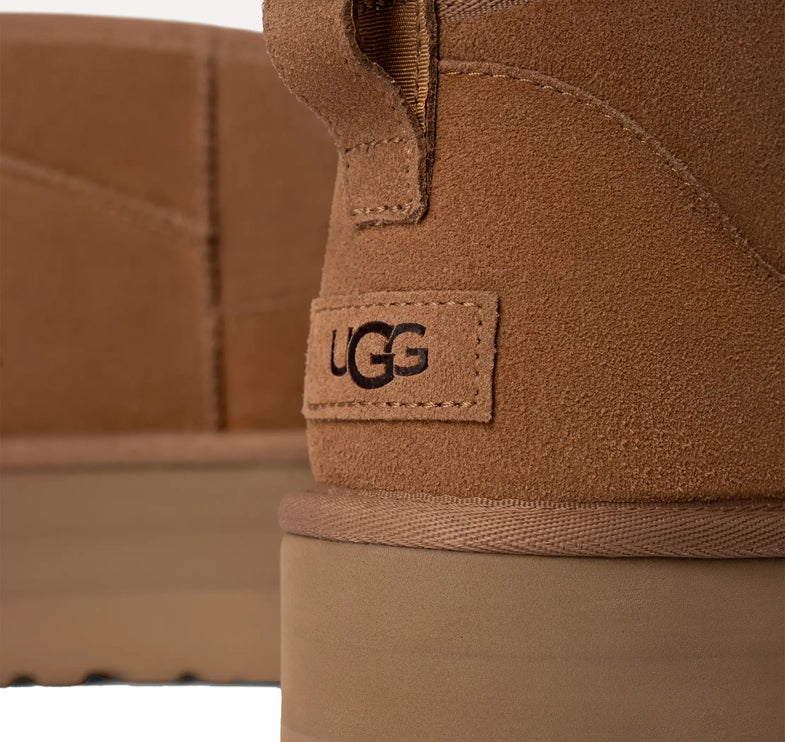 UGG Classic Ultra Mini Platform kadın botu, kahverengi (chestnut) süet