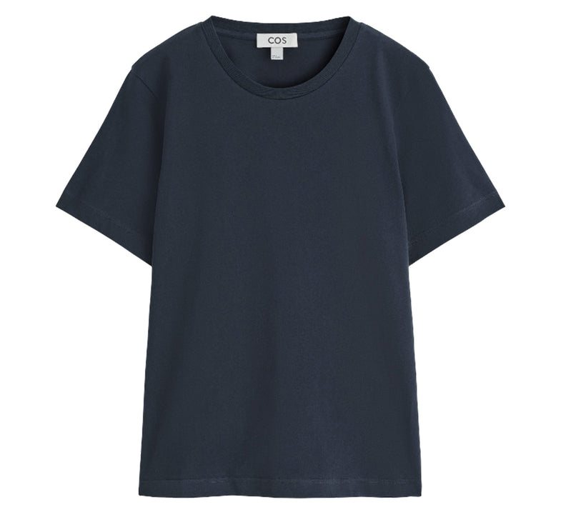 COS Women's Crew-Neck Cotton T-Shirt Navy