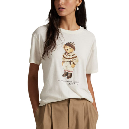 Polo Ralph Lauren Women's Polo Bear Cotton Jersey Tee Warm White