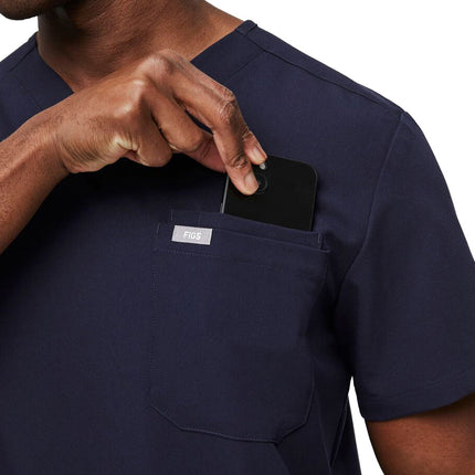 FIGS Men's Leon Three Pocket Scrub Top Navy