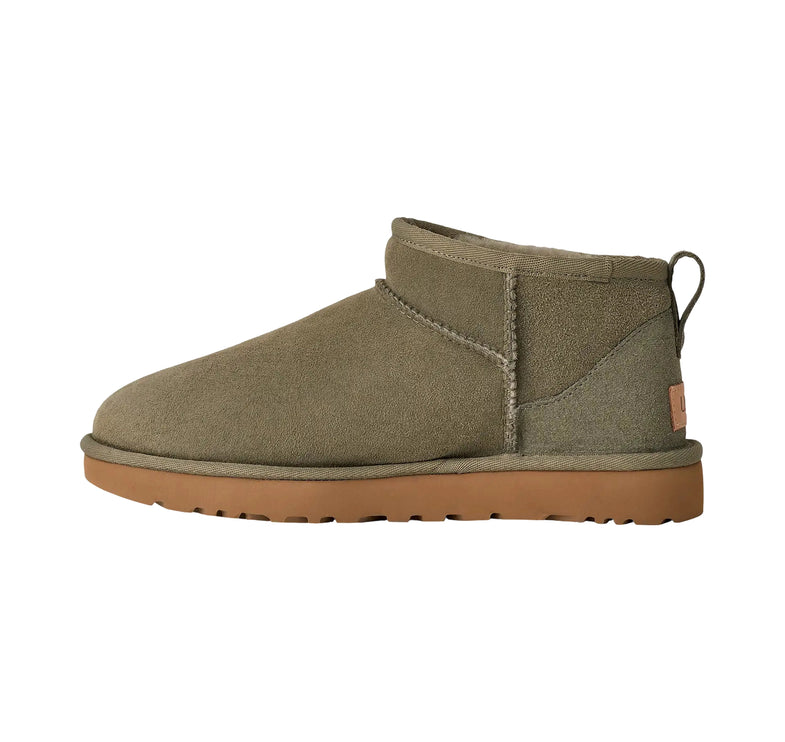 UGG Classic Ultra Mini kadın botu, yeşil (moss green) süet