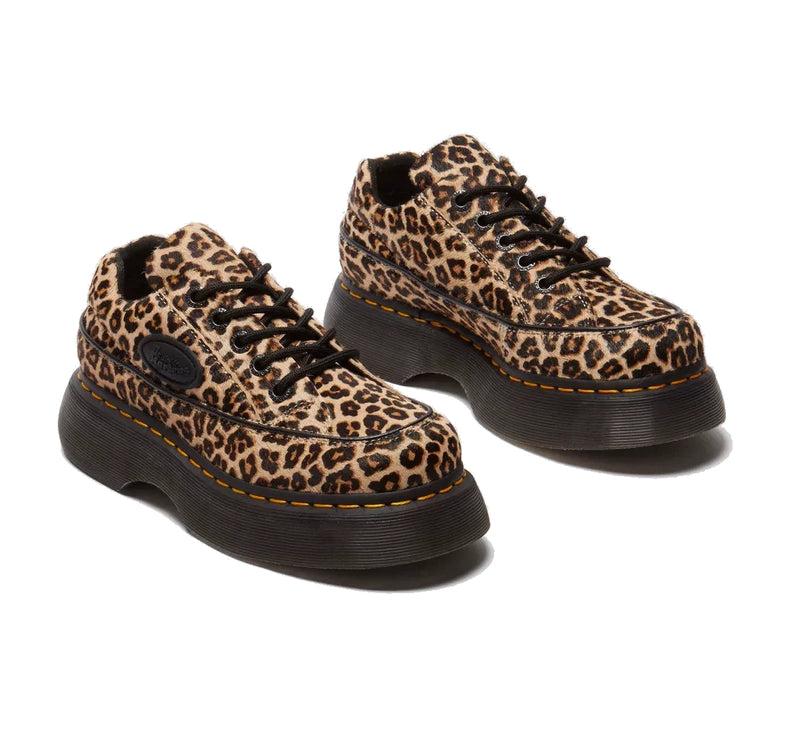 Dr. Martens Women's Buzz 5 Eye Leopard Shoes Light Tan