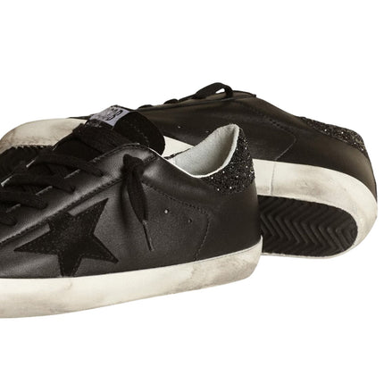 Golden Goose Women's Super Star Sneakers Black Nappa with Black Star and Glitter