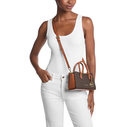 Michael Kors Women's Arden Small Signature Logo Messenger Bag Brown