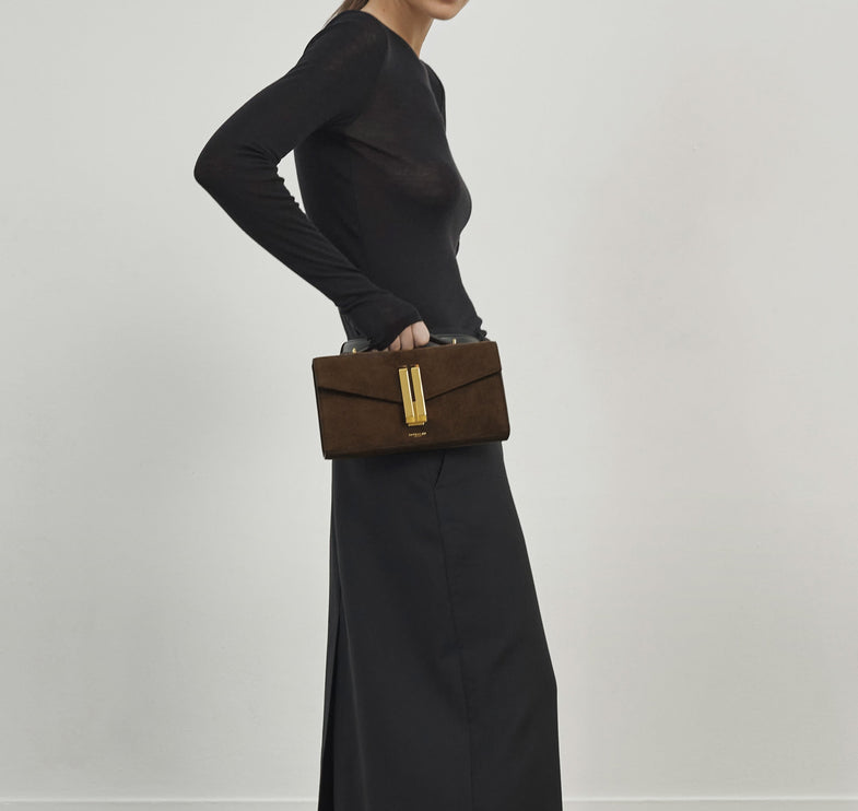 DeMellier London Women's The Vancouver Clutch Mocha Suede/Mocha Smooth