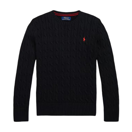 Polo Ralph Lauren Boy's Cable-Knit Cotton Sweater Polo Black