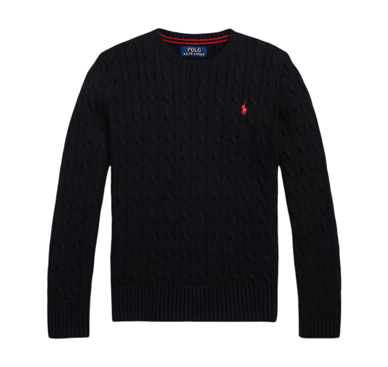 Polo Ralph Lauren Boy's Cable-Knit Cotton Sweater Polo Black