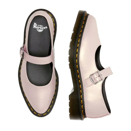 Dr. Martens Women's Elphie II Iridescent Leather Mary Jane Shoes Powder Pink