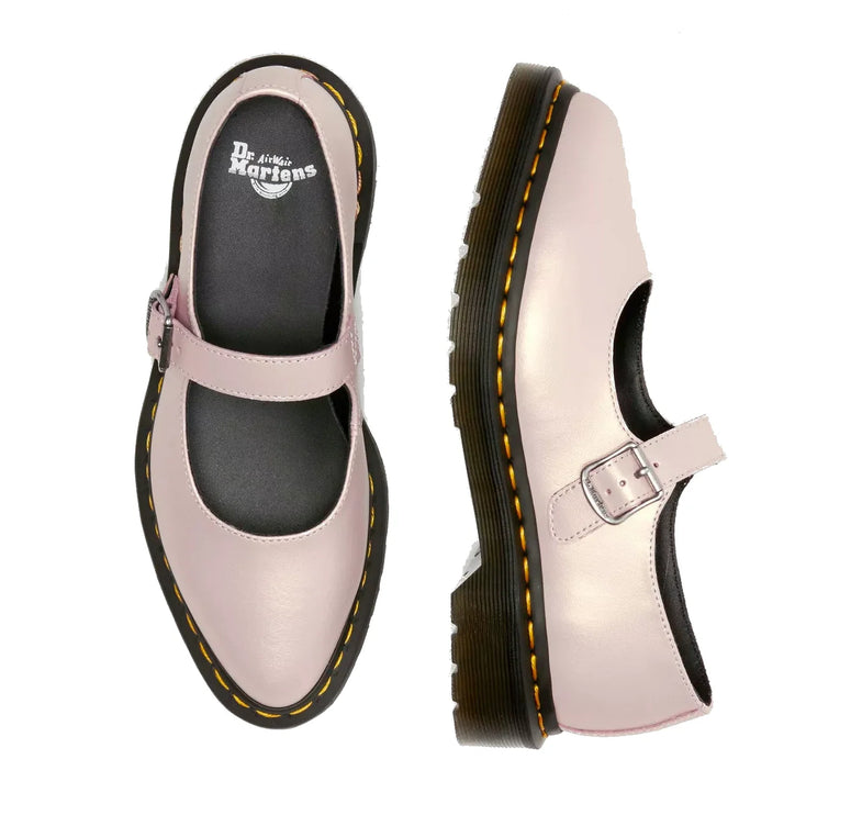 Dr. Martens Women's Elphie II Iridescent Leather Mary Jane Shoes Powder Pink